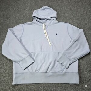 Polo Ralph Lauren Hoodie Mens Size L Light Blue Pony Logo Pullover Sweatshirt